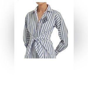 Ralph Lauren Striped Cotton Broadcloth Shirtdress
